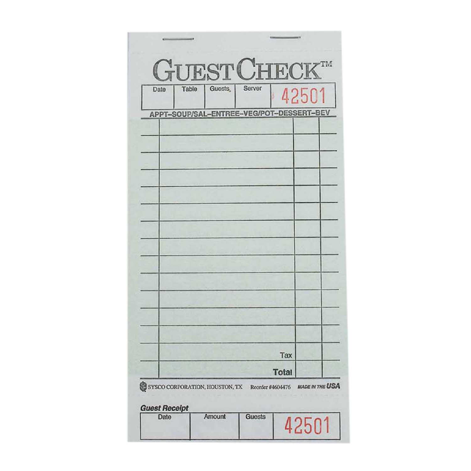image of Guest Check Board 1 Part Green
